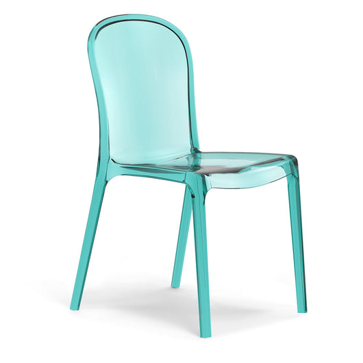 Sedia trasparente in metacrilato EVA, impilabile, design moderno, ideale per sala da pranzo, soggiorno, cucina, sala d’attesa, bar, ristoranti, colore Trasparente Petrolio