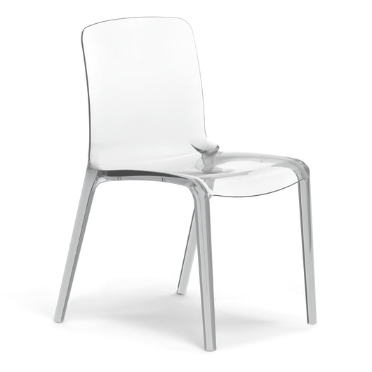 Set 4 sedie trasparenti trasparente in metacrilato IRIS, impilabile, design moderno effetto vetro trasparente, ideale per sala da pranzo, soggiorno, cucina, sala d’attesa, bar, ristoranti