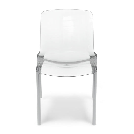 Sedia trasparente in metacrilato IRIS, impilabile, design moderno effetto vetro trasparente, ideale per sala da pranzo, soggiorno, cucina, sala d’attesa, bar, ristoranti