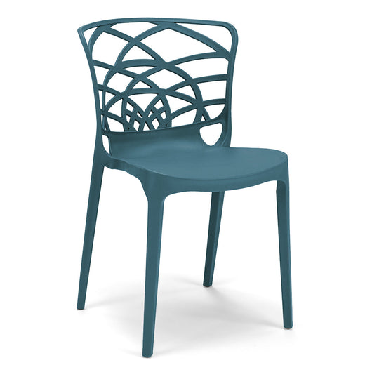 Set 4 sedie in polipropilene ARMONIA, impilabile, resistente ai raggi UV, design moderno, ideale per sala da pranzo, cucina, sala d’attesa, bar, ristoranti o giardino, colore Avio