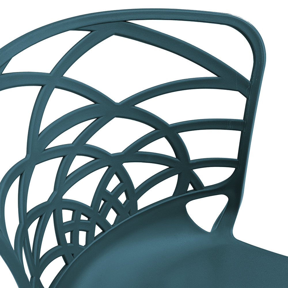 Set 4 sedie in polipropilene ARMONIA, impilabile, resistente ai raggi UV, design moderno, ideale per sala da pranzo, cucina, sala d’attesa, bar, ristoranti o giardino, colore Avio