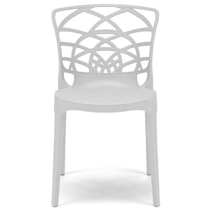 Set 6 sedie in polipropilene ARMONIA, impilabile, resistente ai raggi UV, design moderno, ideale per sala da pranzo, cucina, sala dattesa, bar, ristoranti o giardino, colore Bianco