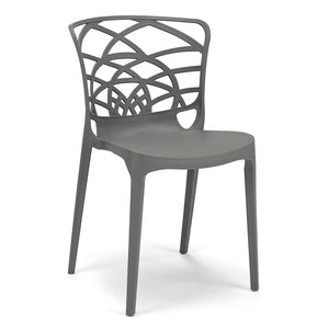 Set 6 sedie in polipropilene ARMONIA, impilabile, resistente ai raggi UV, design moderno, ideale per sala da pranzo, cucina, sala d’attesa, bar, ristoranti o giardino, colore Cemento