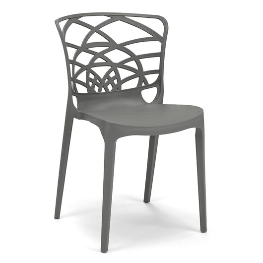 Set 2 sedie in polipropilene ARMONIA, impilabile, resistente ai raggi UV, design moderno, ideale per sala da pranzo, cucina, sala d’attesa, bar, ristoranti o giardino, colore Cemento