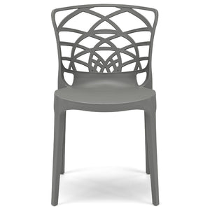 Set 4 sedie in polipropilene ARMONIA, impilabile, resistente ai raggi UV, design moderno, ideale per sala da pranzo, cucina, sala d’attesa, bar, ristoranti o giardino, colore Cemento