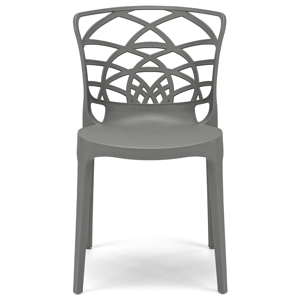 Set 6 sedie in polipropilene ARMONIA, impilabile, resistente ai raggi UV, design moderno, ideale per sala da pranzo, cucina, sala d’attesa, bar, ristoranti o giardino, colore Cemento