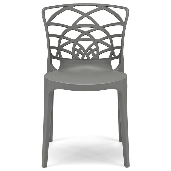 Set 6 sedie in polipropilene ARMONIA, impilabile, resistente ai raggi UV, design moderno, ideale per sala da pranzo, cucina, sala d’attesa, bar, ristoranti o giardino, colore Cemento