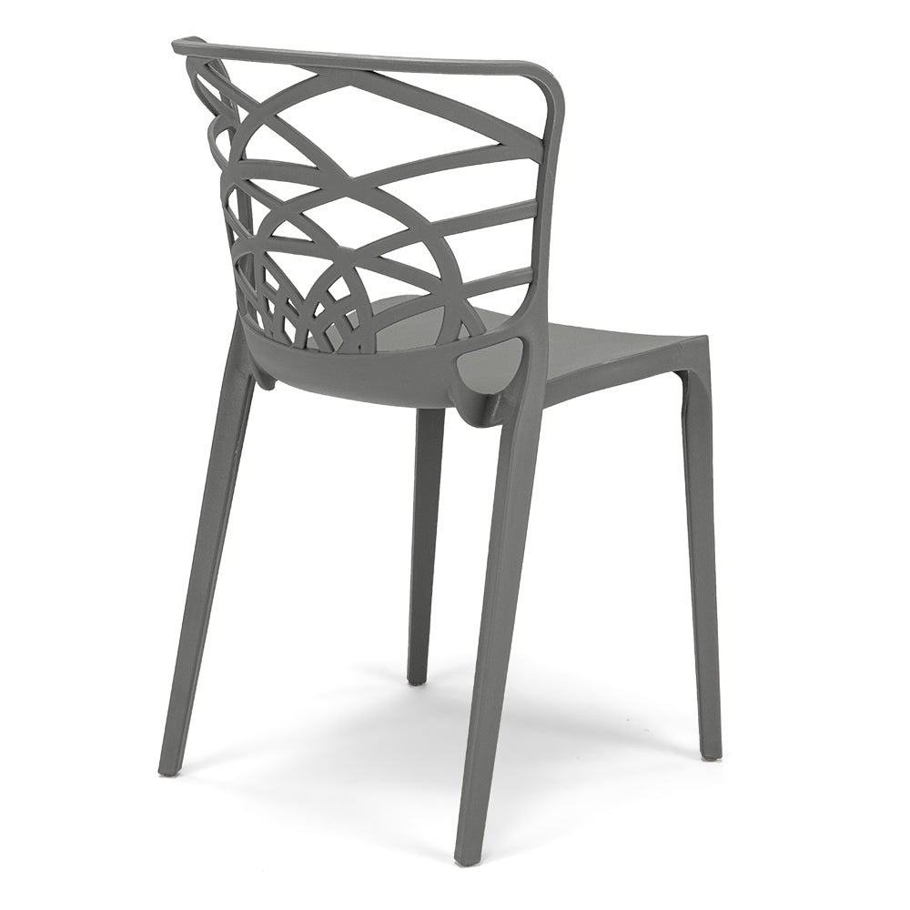 Set 4 sedie in polipropilene ARMONIA, impilabile, resistente ai raggi UV, design moderno, ideale per sala da pranzo, cucina, sala d’attesa, bar, ristoranti o giardino, colore Cemento