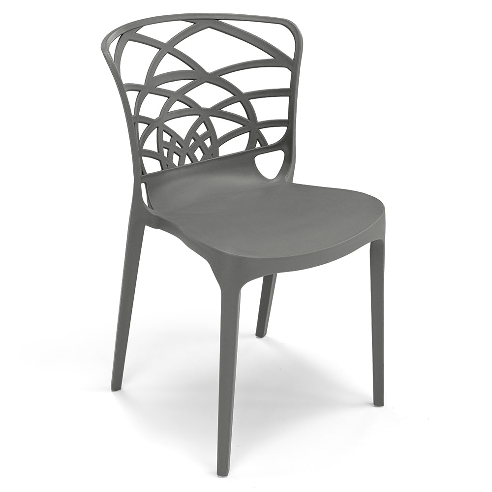 Set 4 sedie in polipropilene ARMONIA, impilabile, resistente ai raggi UV, design moderno, ideale per sala da pranzo, cucina, sala d’attesa, bar, ristoranti o giardino, colore Cemento