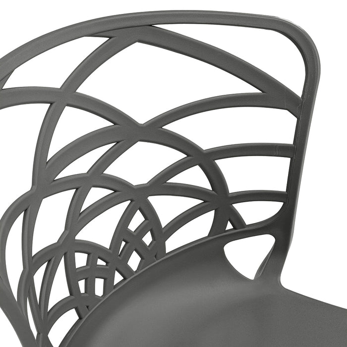 Set 6 sedie in polipropilene ARMONIA, impilabile, resistente ai raggi UV, design moderno, ideale per sala da pranzo, cucina, sala d’attesa, bar, ristoranti o giardino, colore Cemento