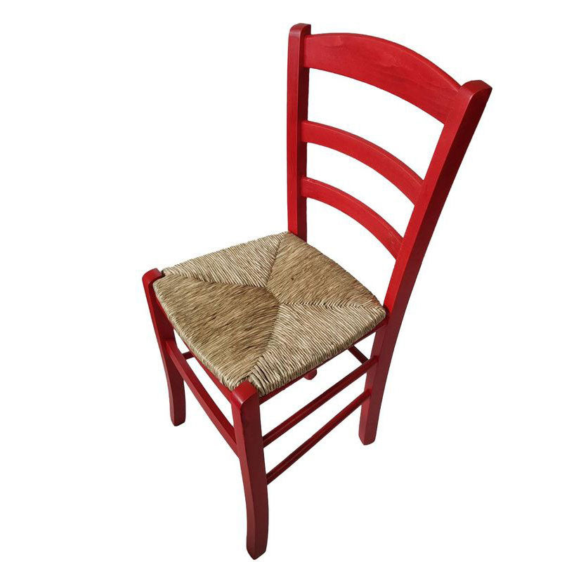 Sedia Paesana Paglia Anilina Rosso