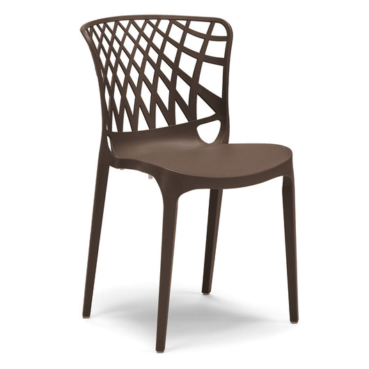 Set 4 sedie in polipropilene ARKO, 100% MADE IN ITALY, impilabile, idrorepellente, resistenza raggi UV, design moderno, ideale per sala da pranzo, cucina, bar, ristoranti o giardino, colore Brown