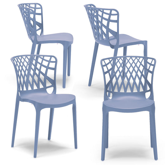 Set 4 sedie in polipropilene ARKO, 100% MADE IN ITALY, impilabile, idrorepellente, resistenza raggi UV, design moderno, ideale per sala da pranzo, cucina, bar, ristoranti o giardino, colore Carta da Zucchero