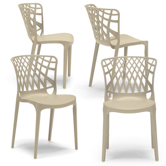 Set 4 sedie in polipropilene ARKO, 100% MADE IN ITALY, impilabile, idrorepellente, resistenza raggi UV, design moderno, ideale per sala da pranzo, cucina, bar, ristoranti o giardino, colore Corda