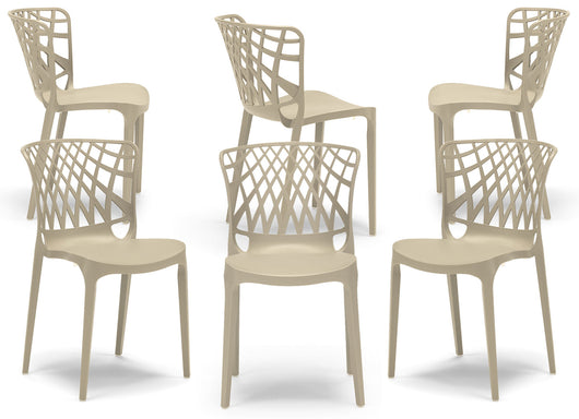 Set 6 sedie in polipropilene ARKO, 100% MADE IN ITALY, impilabile, idrorepellente, resistenza raggi UV, design moderno, ideale per sala da pranzo, cucina, bar, ristoranti o giardino, colore Corda