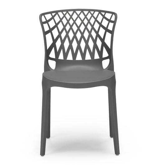 Sedia in polipropilene ARKO, 100% MADE IN ITALY, impilabile, idrorepellente, resistente ai raggi UV, design moderno, ideale per sala da pranzo, cucina, bar, ristoranti o giardino, colore Grigio Metal