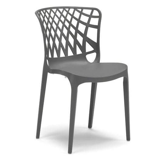 Sedia in polipropilene ARKO, 100% MADE IN ITALY, impilabile, idrorepellente, resistente ai raggi UV, design moderno, ideale per sala da pranzo, cucina, bar, ristoranti o giardino, colore Grigio Metal