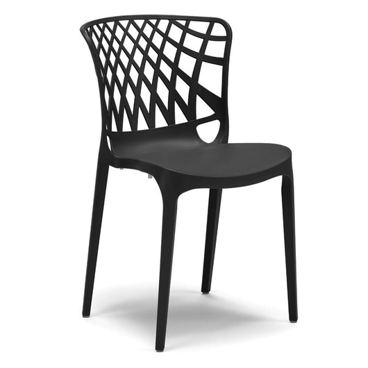 Set 4 sedie in polipropilene ARKO, 100% MADE IN ITALY, impilabile, idrorepellente, resistente ai raggi UV, design moderno, ideale per sala da pranzo, cucina, bar, ristoranti o giardino, colore Nero