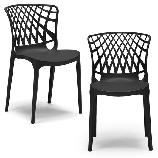 Set 2 sedie in polipropilene ARKO, 100% MADE IN ITALY, impilabile, idrorepellente, resistente ai raggi UV, design moderno, ideale per sala da pranzo, cucina, bar, ristoranti o giardino, colore Nero