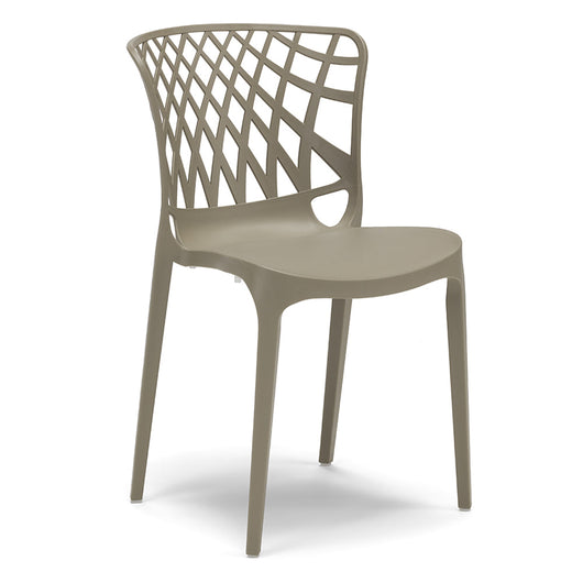 Set 4 sedie in polipropilene ARKO, 100% MADE IN ITALY, impilabile, idrorepellente, resistenza raggi UV, design moderno, ideale per sala da pranzo, cucina, bar, ristoranti o giardino, colore Tortora