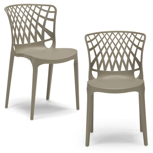 Set 2 sedie in polipropilene ARKO, 100% MADE IN ITALY, impilabile, idrorepellente, resistenza raggi UV, design moderno, ideale per sala da pranzo, cucina, bar, ristoranti o giardino, colore Tortora