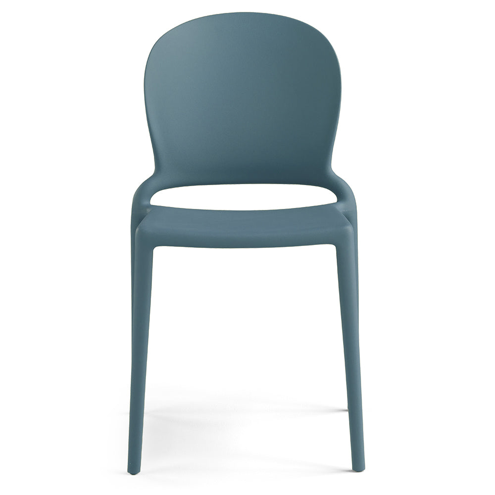 Set 6 sedie in polipropilene JASMINE, impilabile, resistente ai raggi UV, design moderno, ideale per sala da pranzo, cucina, sala d’attesa, bar, ristoranti o giardino colore Avio