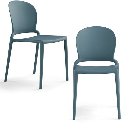 Set 2 sedie in polipropilene JASMINE, impilabile, resistente ai raggi UV, design moderno, ideale per sala da pranzo, cucina, sala d’attesa, bar, ristoranti o giardino colore Avio