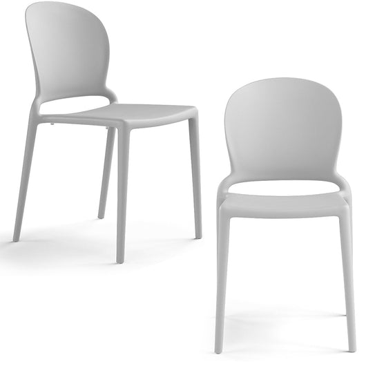 Set 2 sedie in polipropilene JASMINE, impilabile, resistente ai raggi UV, design moderno, ideale per sala da pranzo, cucina, sala d’attesa, bar, ristoranti o giardino colore Bianco