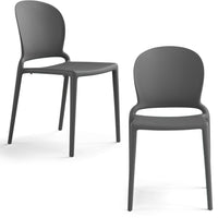 Set 2 sedie in polipropilene JASMINE, impilabile, resistente ai raggi UV, design moderno, ideale per sala da pranzo, cucina, sala d’attesa, bar, ristoranti o giardino colore Cemento