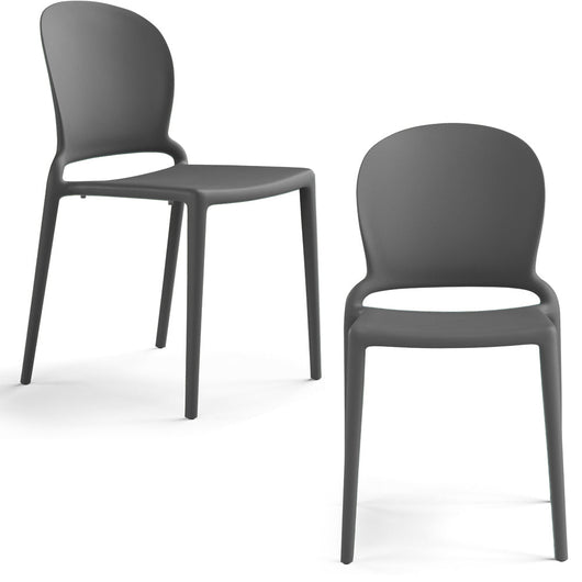 Set 2 sedie in polipropilene JASMINE, impilabile, resistente ai raggi UV, design moderno, ideale per sala da pranzo, cucina, sala d’attesa, bar, ristoranti o giardino colore Cemento