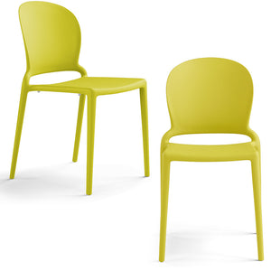 Set 2 sedie in polipropilene JASMINE, impilabile, resistente ai raggi UV, design moderno, ideale per sala da pranzo, cucina, sala d’attesa, bar, ristoranti o giardino colore Giallo Limone