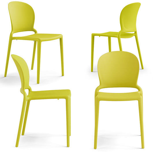 Set 4 sedie in polipropilene JASMINE, impilabile, resistente ai raggi UV, design moderno, ideale per sala da pranzo, cucina, sala d’attesa, bar, ristoranti o giardino colore Giallo Limone