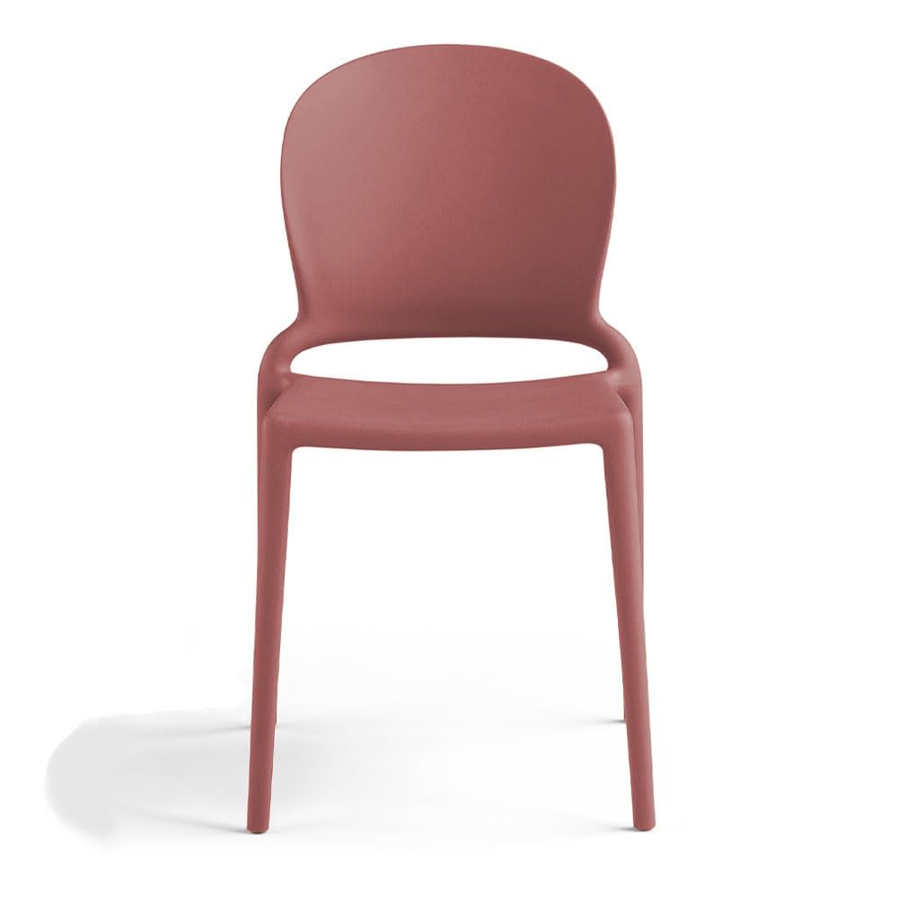 Set 6 sedie in polipropilene JASMINE, impilabile, resistente ai raggi UV, design moderno, ideale per sala da pranzo, cucina, sala d’attesa, bar, ristoranti o giardino colore Mattone