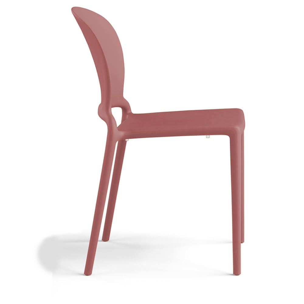 Set 6 sedie in polipropilene JASMINE, impilabile, resistente ai raggi UV, design moderno, ideale per sala da pranzo, cucina, sala d’attesa, bar, ristoranti o giardino colore Mattone