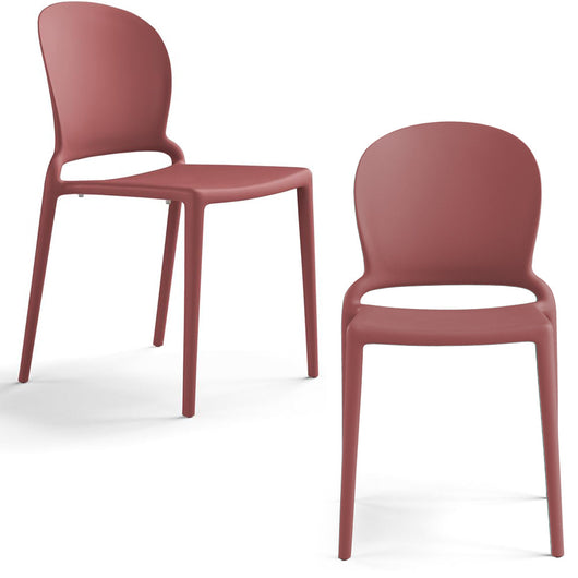 Set 2 sedie in polipropilene JASMINE, impilabile, resistente ai raggi UV, design moderno, ideale per sala da pranzo, cucina, sala d’attesa, bar, ristoranti o giardino colore Mattone