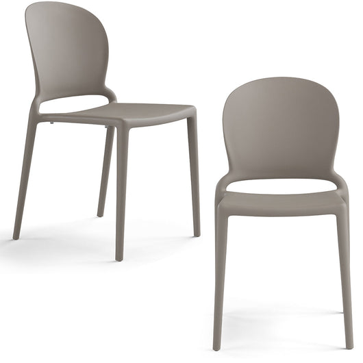 Set 2 sedie in polipropilene JASMINE, impilabile, resistente ai raggi UV, design moderno, ideale per sala da pranzo, cucina, sala d’attesa, bar, ristoranti o giardino colore Tortora