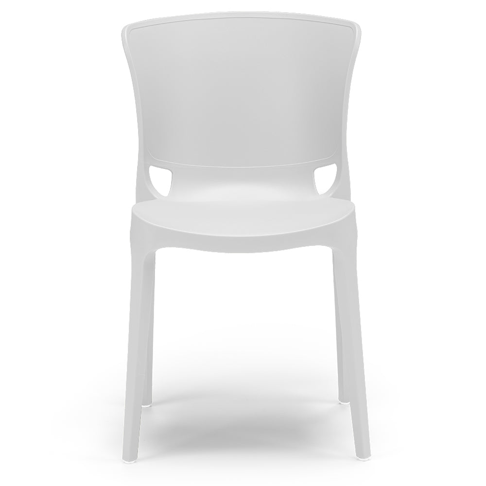 Set 4 sedie in polipropilene JUMBO, 100% MADE IN ITALY, impilabile, resistente ai raggi UV, design moderno, ideale per sala da pranzo, cucina, sala d’attesa, bar, ristoranti o giardino, colore Bianco