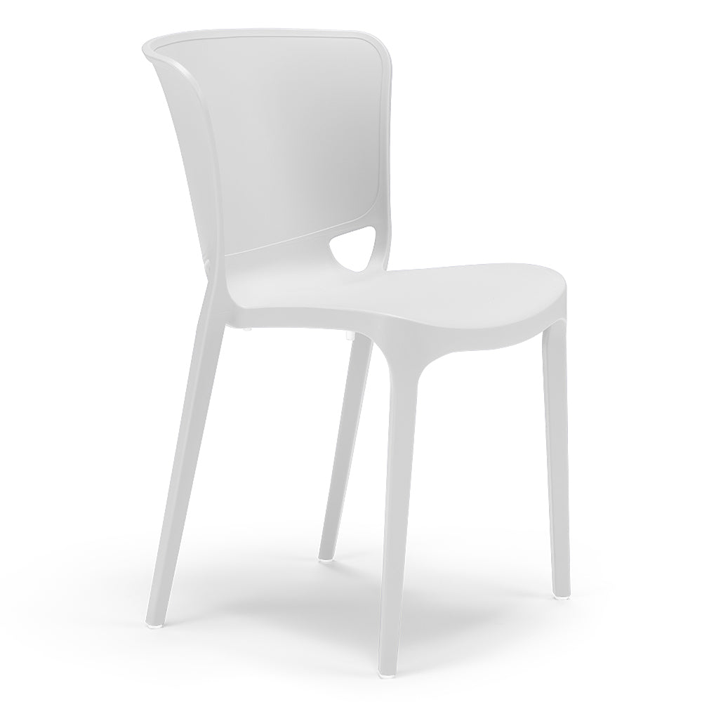 Set 4 sedie in polipropilene JUMBO, 100% MADE IN ITALY, impilabile, resistente ai raggi UV, design moderno, ideale per sala da pranzo, cucina, sala d’attesa, bar, ristoranti o giardino, colore Bianco