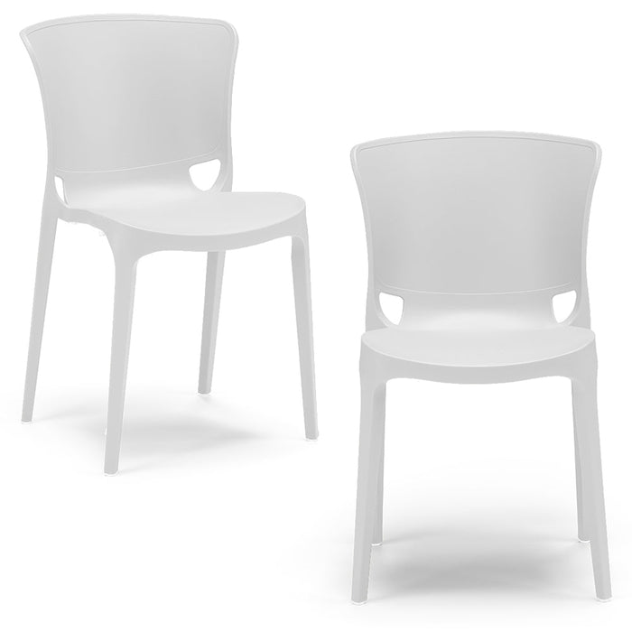 Set 2 sedie in polipropilene JUMBO, 100% MADE IN ITALY, impilabile, resistente ai raggi UV, design moderno, ideale per sala da pranzo, cucina, sala d’attesa, bar, ristoranti o giardino, colore Bianco