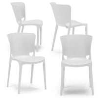 Set 4 sedie in polipropilene JUMBO, 100% MADE IN ITALY, impilabile, resistente ai raggi UV, design moderno, ideale per sala da pranzo, cucina, sala d’attesa, bar, ristoranti o giardino, colore Bianco