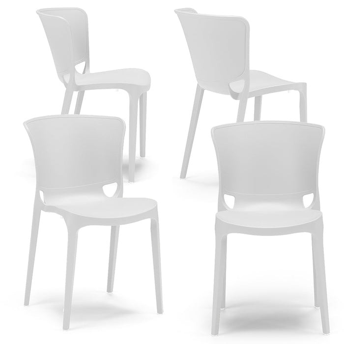 Set 4 sedie in polipropilene JUMBO, 100% MADE IN ITALY, impilabile, resistente ai raggi UV, design moderno, ideale per sala da pranzo, cucina, sala d’attesa, bar, ristoranti o giardino, colore Bianco