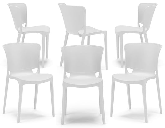 Set 6 sedie in polipropilene JUMBO, 100% MADE IN ITALY, impilabile, resistente ai raggi UV, design moderno, ideale per sala da pranzo, cucina, sala d’attesa, bar, ristoranti o giardino, colore Bianco