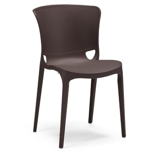 Set 4 sedie in polipropilene JUMBO, 100% MADE IN ITALY, impilabile, resistente ai raggi UV, design moderno, ideale per sala da pranzo, cucina, sala d’attesa, bar, ristoranti o giardino, colore Marrone