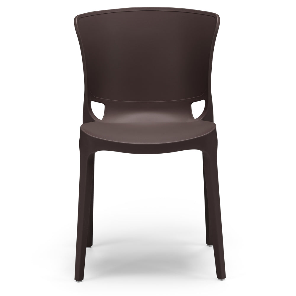 Set 4 sedie in polipropilene JUMBO, 100% MADE IN ITALY, impilabile, resistente ai raggi UV, design moderno, ideale per sala da pranzo, cucina, sala d’attesa, bar, ristoranti o giardino, colore Marrone