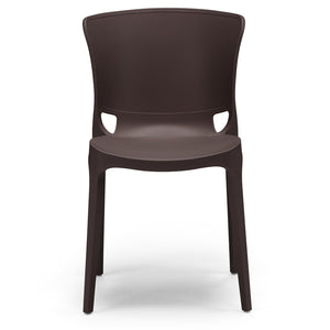 Set 4 sedie in polipropilene JUMBO, 100% MADE IN ITALY, impilabile, resistente ai raggi UV, design moderno, ideale per sala da pranzo, cucina, sala d’attesa, bar, ristoranti o giardino, colore Marrone