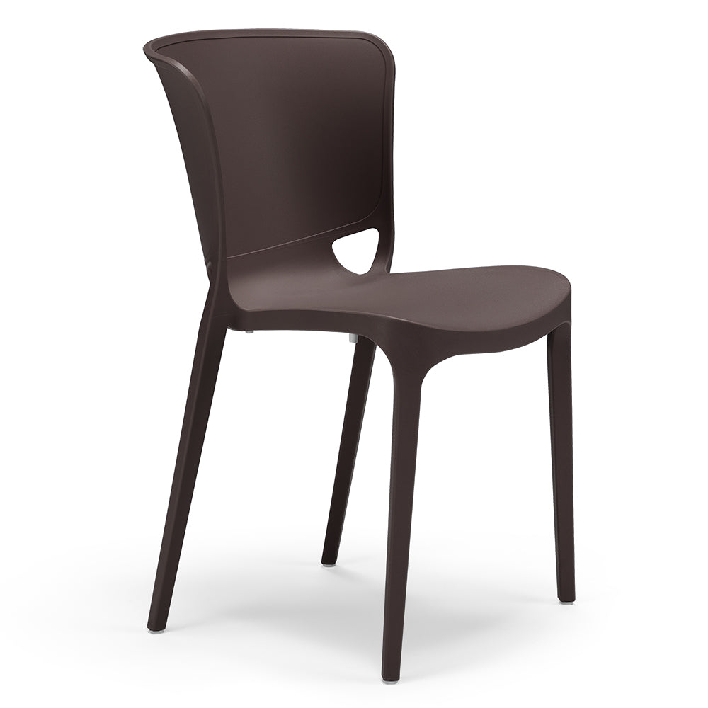 Set 4 sedie in polipropilene JUMBO, 100% MADE IN ITALY, impilabile, resistente ai raggi UV, design moderno, ideale per sala da pranzo, cucina, sala d’attesa, bar, ristoranti o giardino, colore Marrone