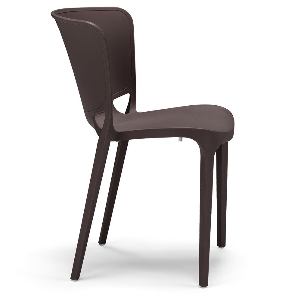 Set 4 sedie in polipropilene JUMBO, 100% MADE IN ITALY, impilabile, resistente ai raggi UV, design moderno, ideale per sala da pranzo, cucina, sala d’attesa, bar, ristoranti o giardino, colore Marrone