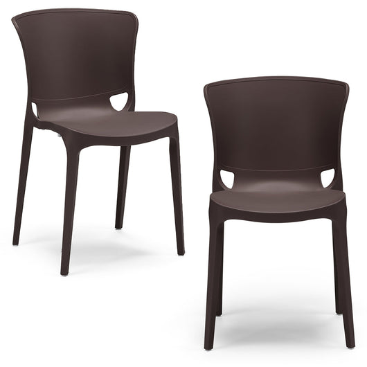 Set 2 sedie in polipropilene JUMBO, 100% MADE IN ITALY, impilabile, resistente ai raggi UV, design moderno, ideale per sala da pranzo, cucina, sala d’attesa, bar, ristoranti o giardino, colore Marrone