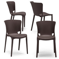Set 4 sedie in polipropilene JUMBO, 100% MADE IN ITALY, impilabile, resistente ai raggi UV, design moderno, ideale per sala da pranzo, cucina, sala d’attesa, bar, ristoranti o giardino, colore Marrone