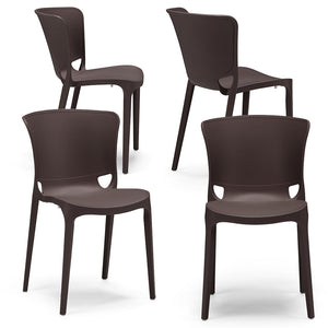 Set 4 sedie in polipropilene JUMBO, 100% MADE IN ITALY, impilabile, resistente ai raggi UV, design moderno, ideale per sala da pranzo, cucina, sala d’attesa, bar, ristoranti o giardino, colore Marrone